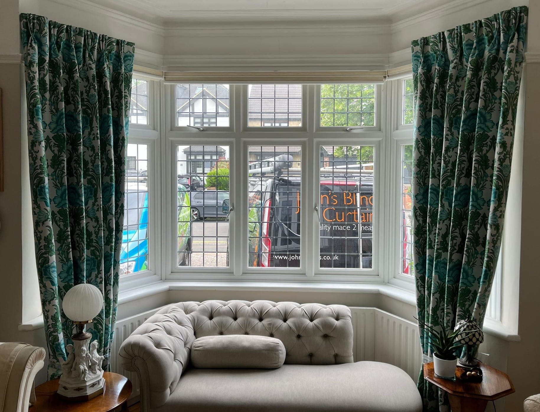 Triple pinch pleat curtains made to measure and fitted by John’s Blinds & Curtains in Essex