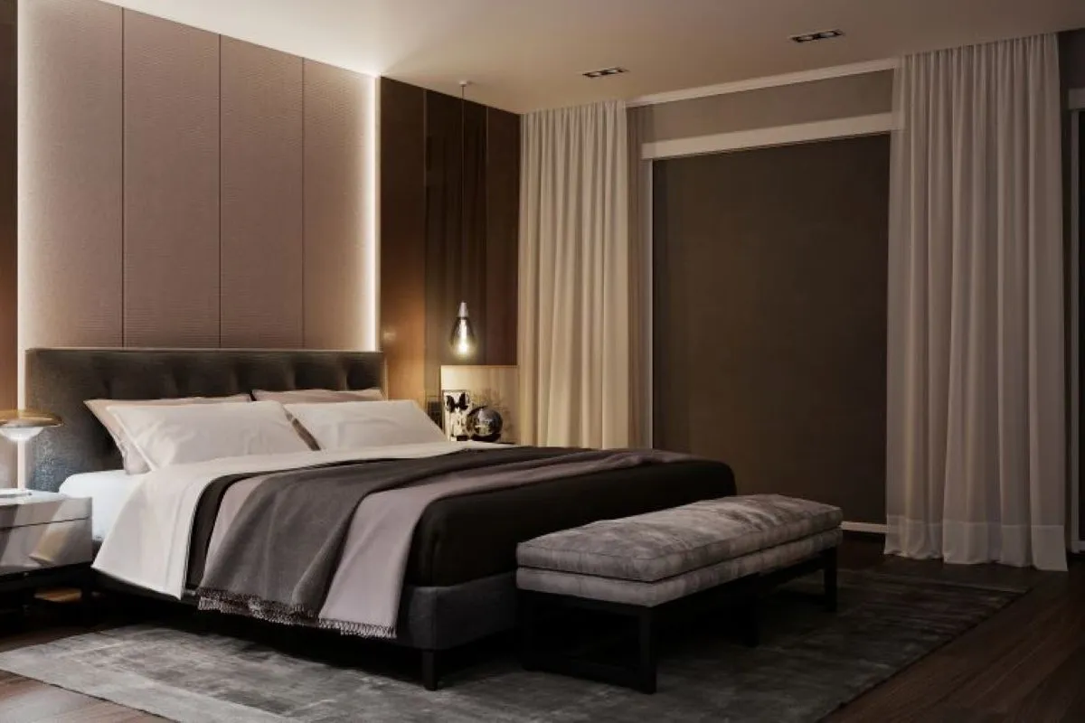 Cassette Blackout Blind in Modern Bedroom Cassette blackout blind fitted in a modern bedroom with near-total darkness