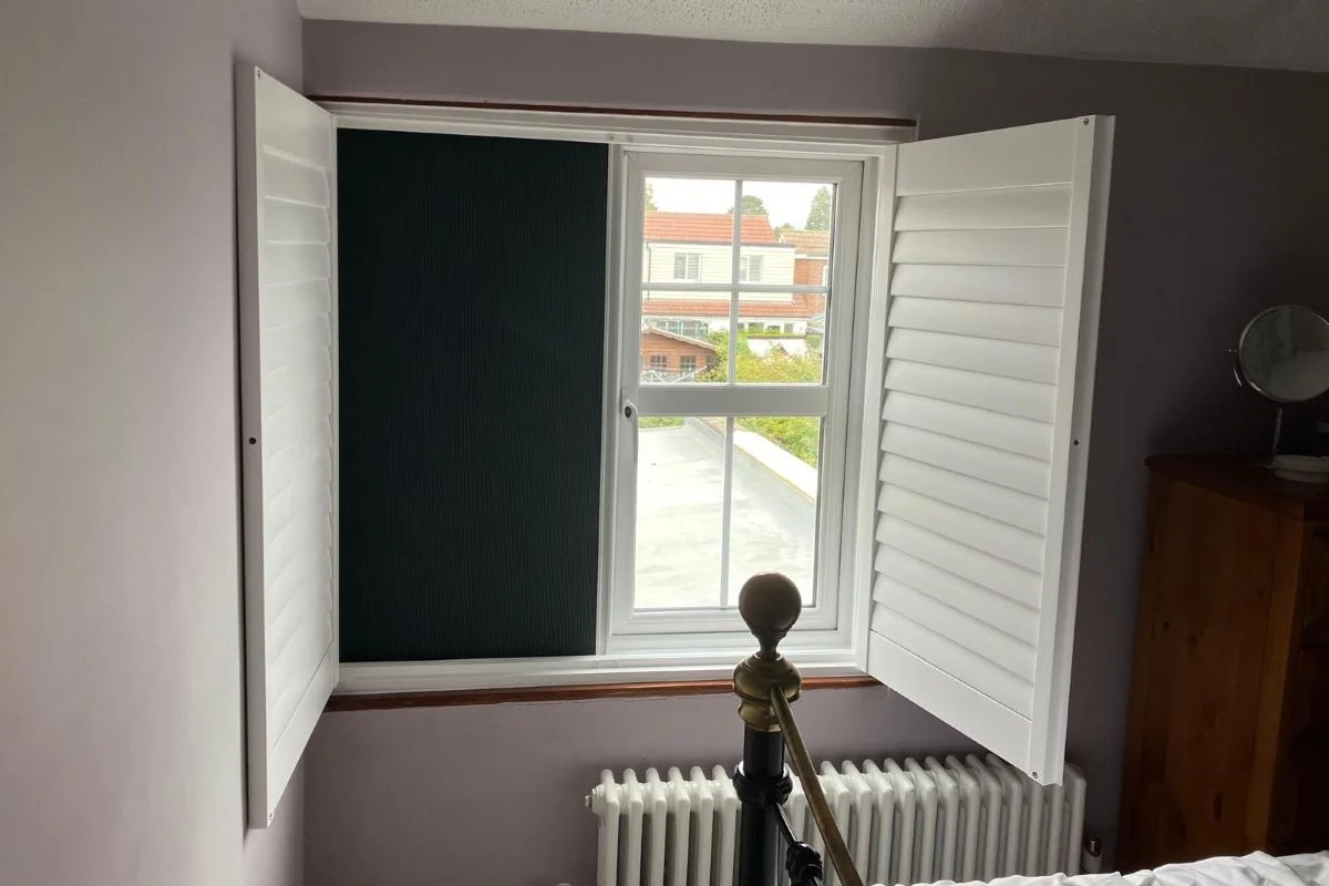 Blind Screen Blackout Blind Behind Shutters – Bedroom Installation