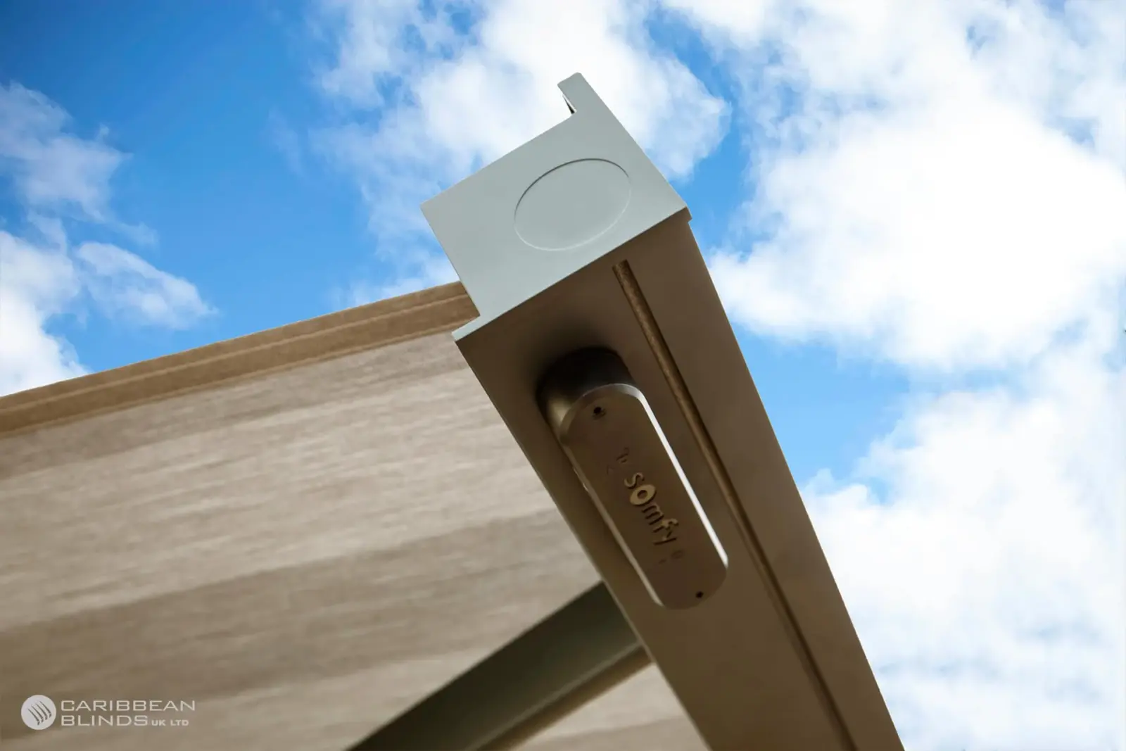 Optional wind sensor installed on Cuba motorised patio awning system