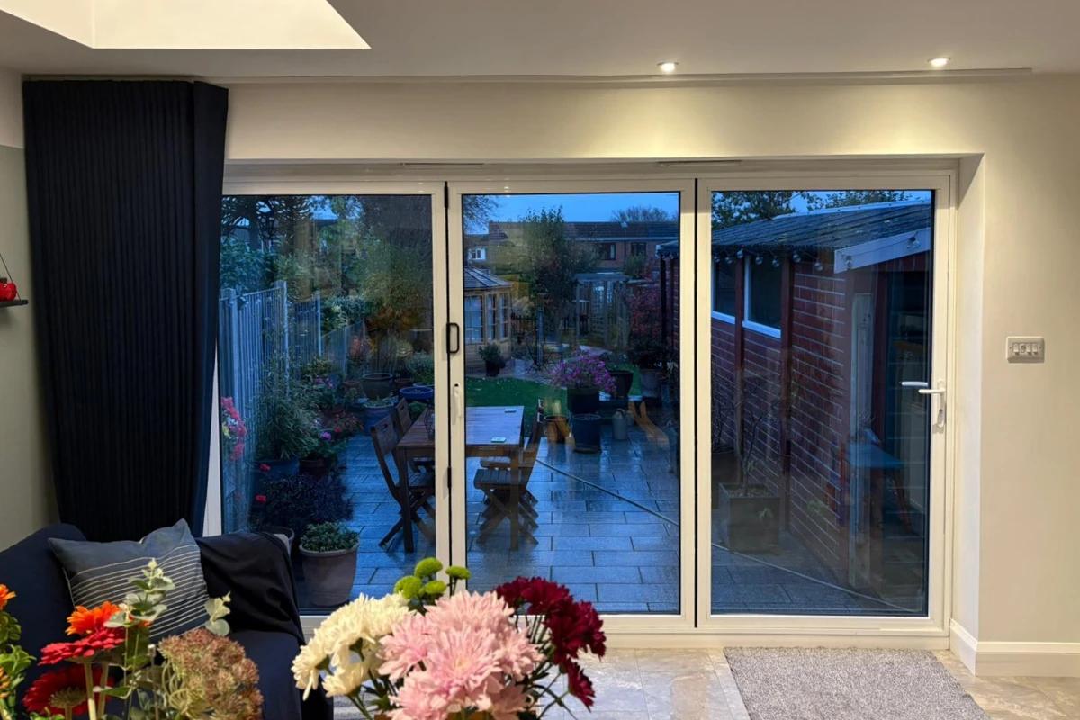 navy wave curtains installed ovee bifold doors