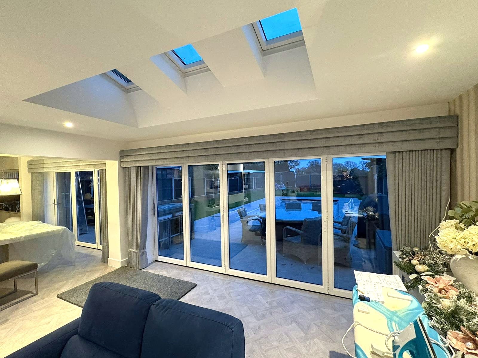 Bespoke Curtains & Pelmet for Bifold Doors in Essex Home