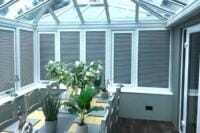 Perfect Fit pleated blinds fitted to conservatory windows without drilling into uPVC frames